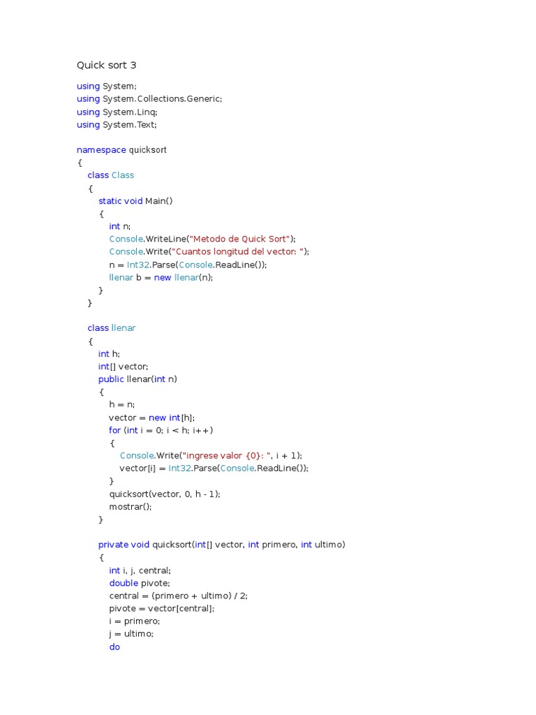 Quick Sort 3 | PDF | Teaching Methods & Materials