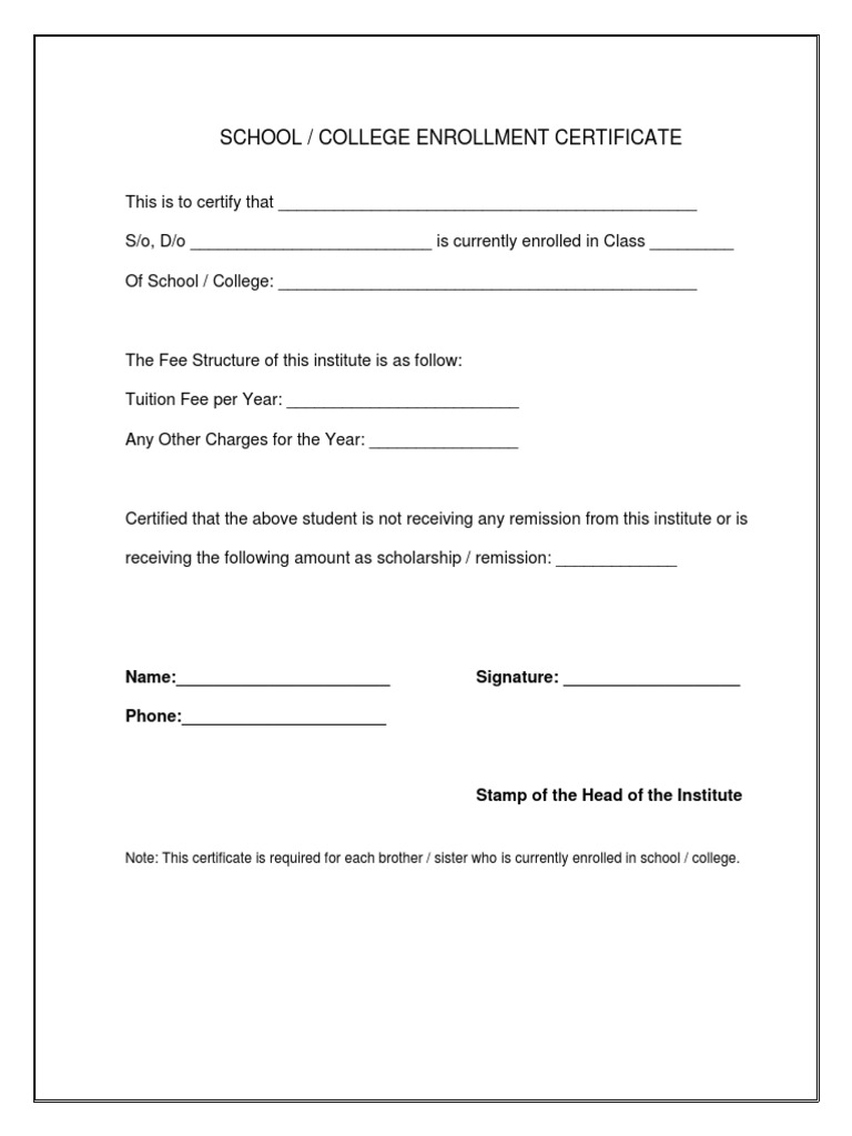 Enrollment Certificate PDF