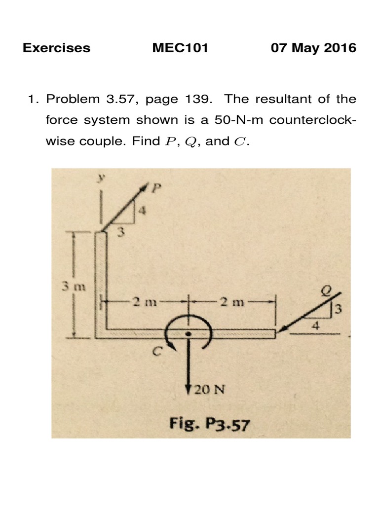 Statics Exercises and Solutions | PDF