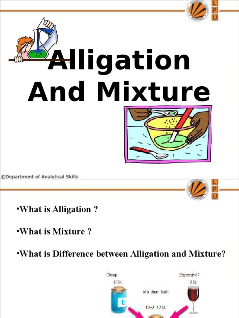Mixtures and Alligation Explained | PDF | Parts Per Notation | Ratio