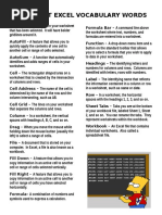 Microsoft Excel Definitions