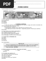 atividade avaliativa de portugues 1°Bimestre