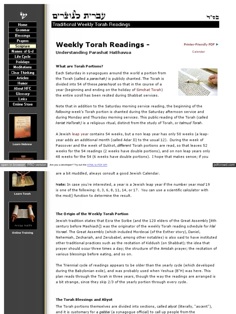 Torah Weekly Readings Torah Reading Siddur