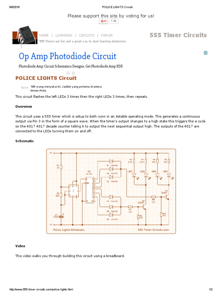 Op Amp Photodiode Circuit 555 Timer Circuits PDF
