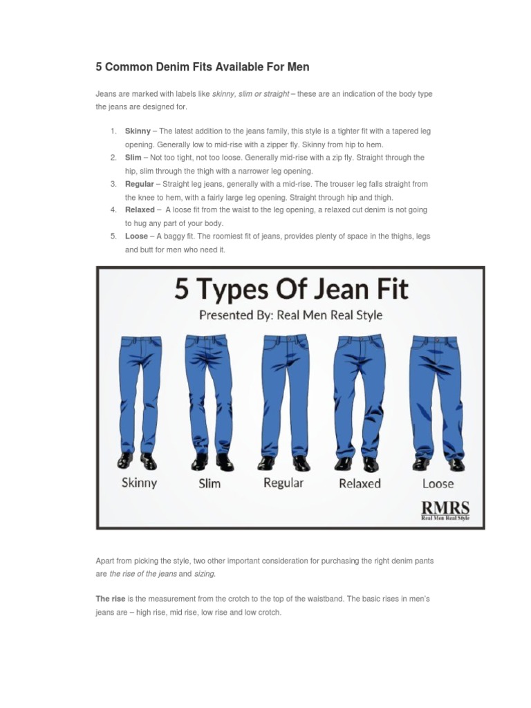 jean fit types
