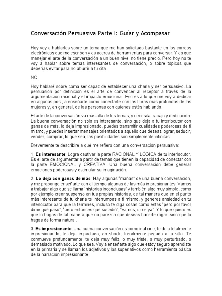 Conversación Persuasiva: Guía y Técnicas | PDF | Persuasión | Metáfora