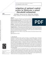 Investigation of Optimal Capital Structure in Malaysia: A Panel Threshold Estimation