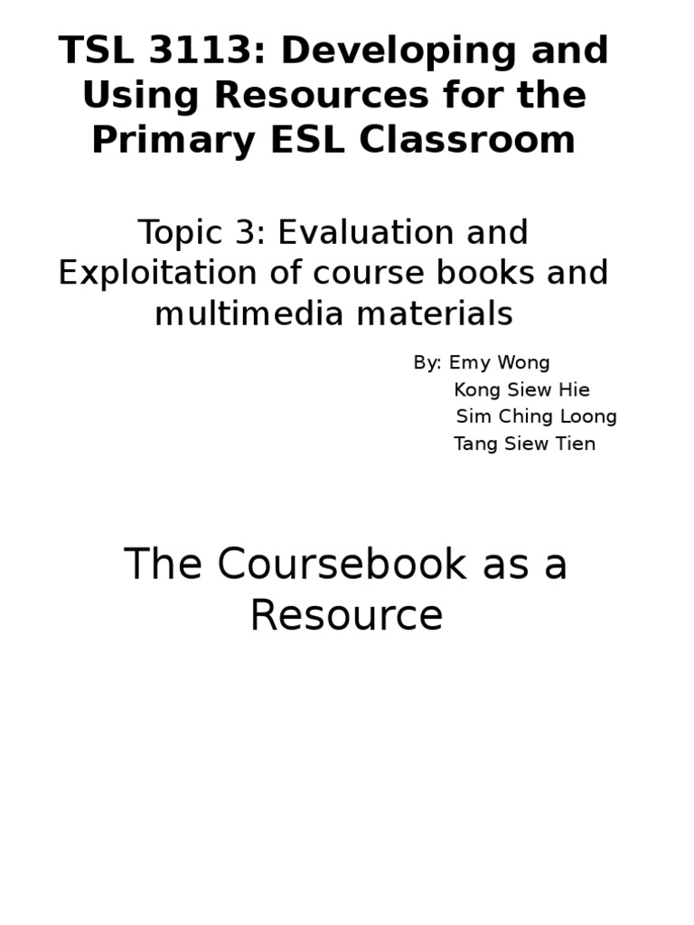 Evaluating ESL Coursebooks Effectively | PDF