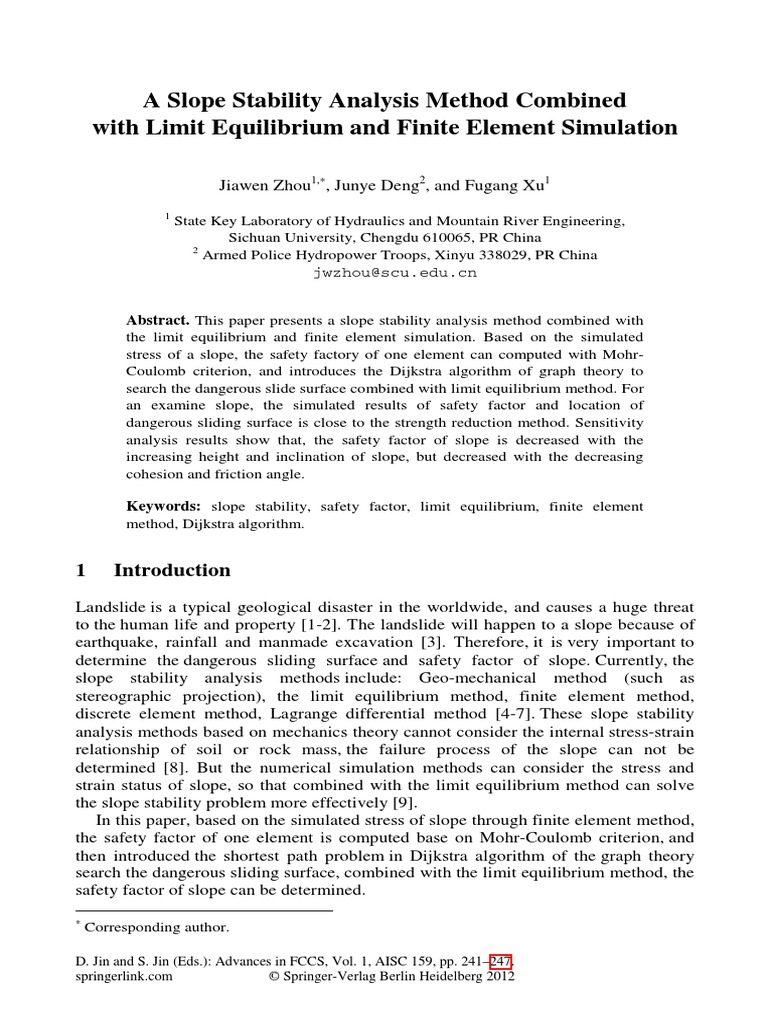A Slope Stability Analysis Method Combined PDF | PDF | Strength Of ...