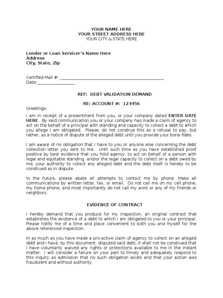 Debt Validation Request Template | PDF | Collection Agency | Debt