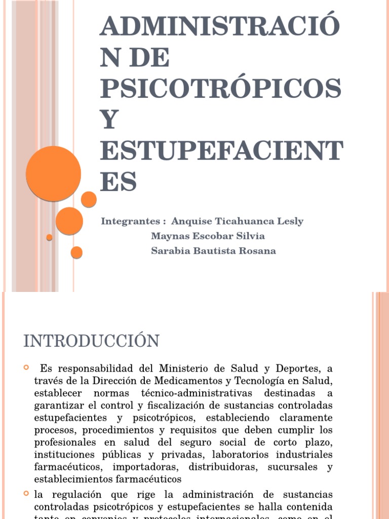 Administración de Psicotrópicos y Estupefacientes | PDF | Farmacia |  Prescripción médica