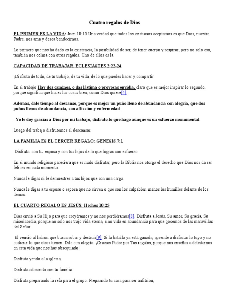 Cuatro Regalos de Dios para la Vida | PDF | Religión y espiritualidad