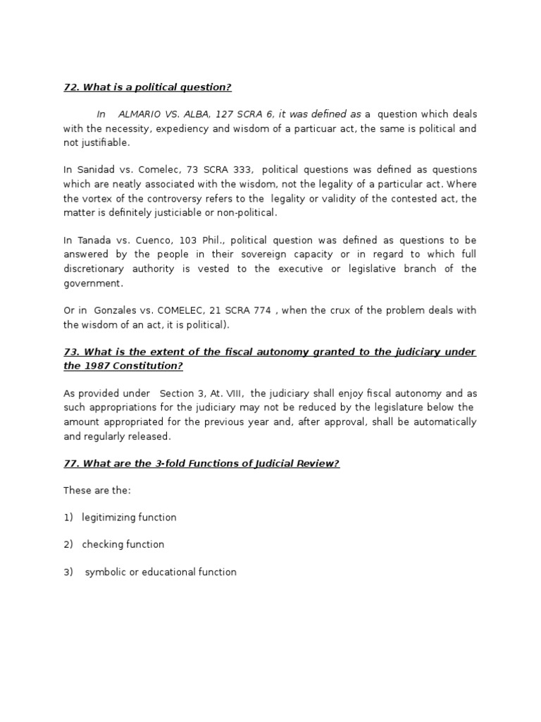 What Is A Political Question Judicial Review | PDF | Law