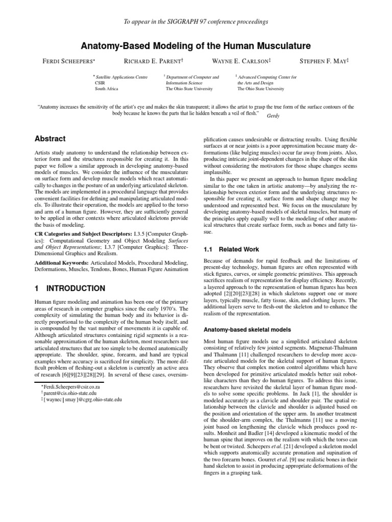 Anatomy-Based Human Muscle Modeling | PDF | Skeleton | Arm