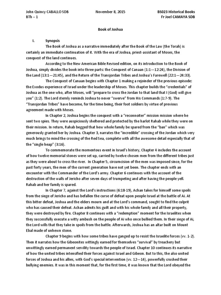 BS023 Historical Books FR Joel Camaya SDB PDF Joshua Jewish Texts