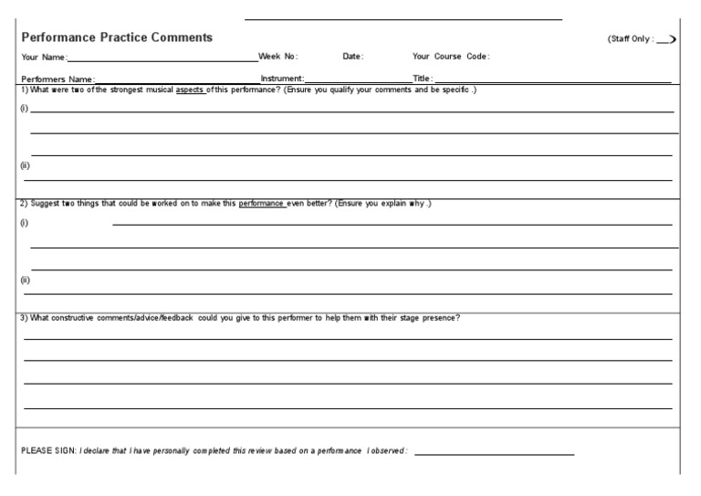 Performance Review Feedback Template | PDF | Career & Growth | Business