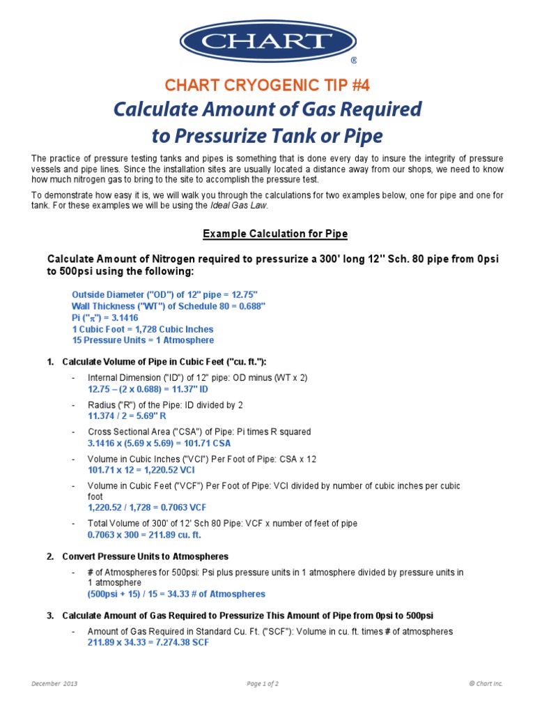 Nitrogen Pressure Test Calculation PDF PDF Pipe (Fluid Conveyance
