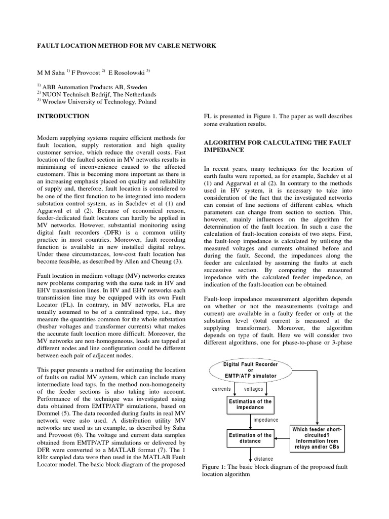 PAPER 2001 03 en Fault Location Method For MV Cable Network PDF | PDF ...