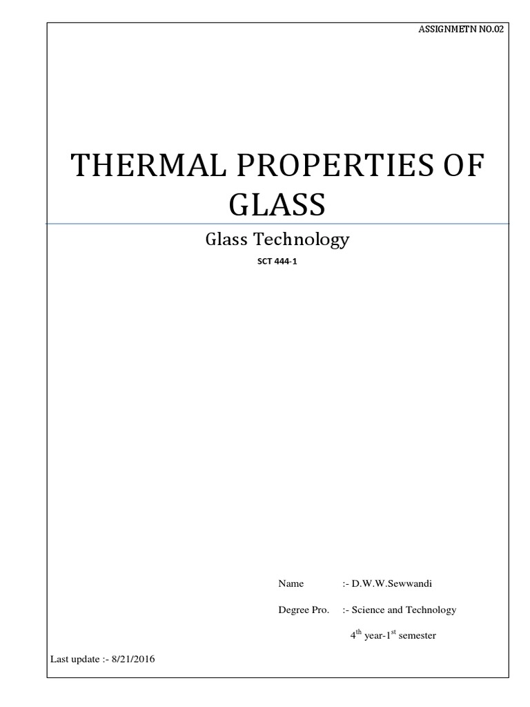 Thermal Properties Of Glass Explained Pdf Thermal Expansion