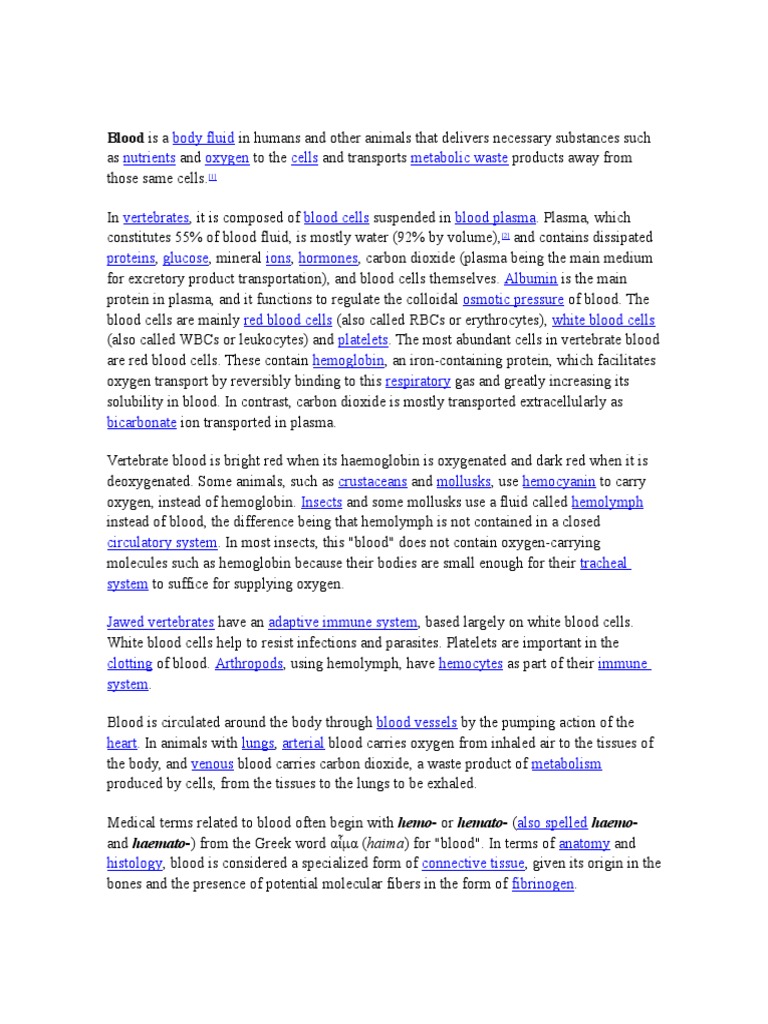 Blood Is A: Haima) For "Blood". in Terms of | Download Free PDF | Blood ...