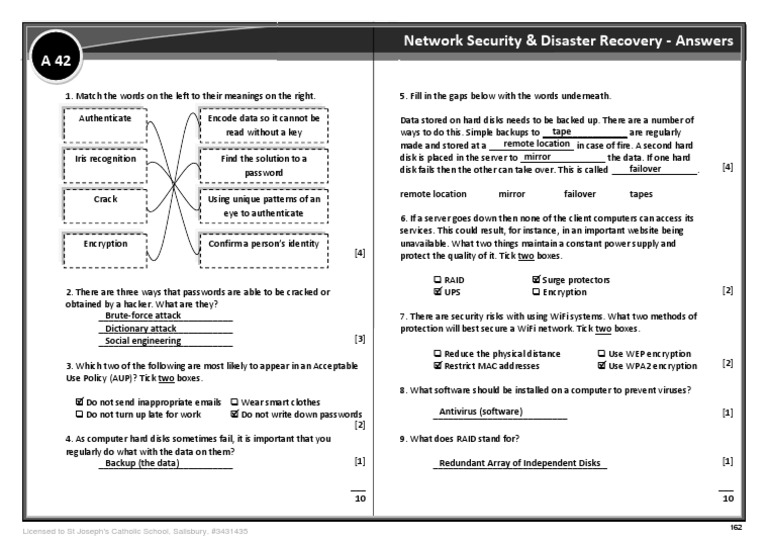 A42 Network Security & Disaster Recovery Network Security & Disaster ...