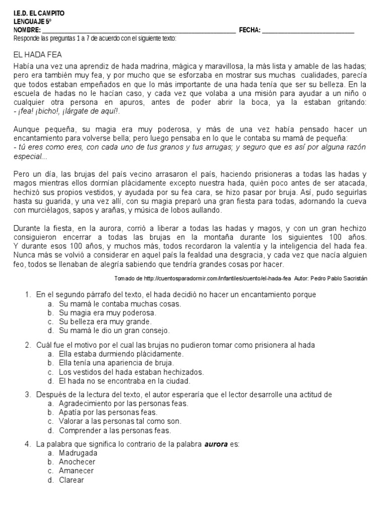 Comprendsion El Hada Fea Hadas Belleza comprendsion el hada fea hadas belleza