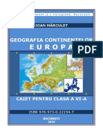 Geografia continentelor EUROPA. Caiet  pentru clasa a VI-a I.MĂRCULEȚ.pdf