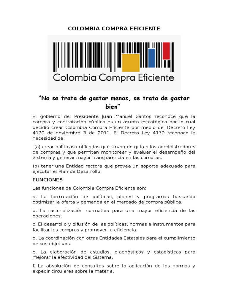 Colombia Compra Eficiente | PDF | Colombia | Red mundial