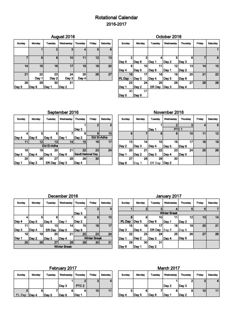 Rotational Calendar PDF