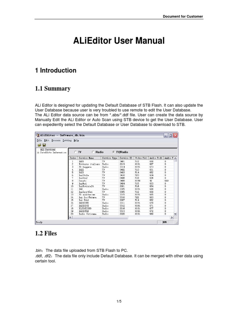 ALiEditor User Manual for STB Management | PDF