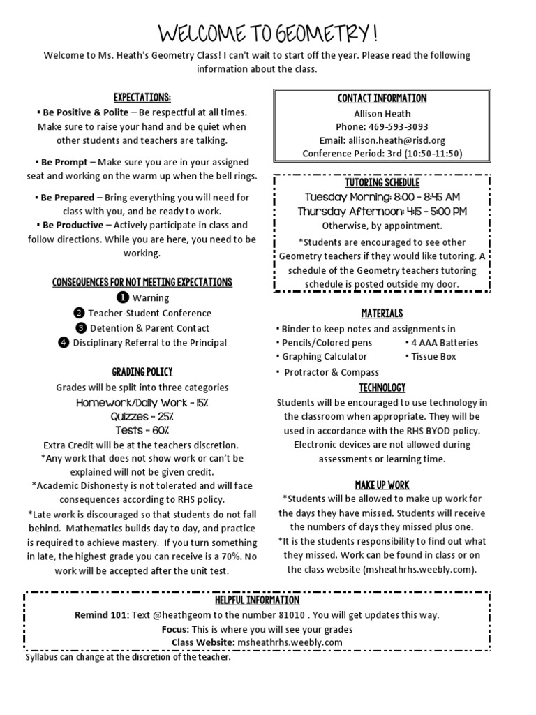 Geometry Syllabus | Download Free PDF | Communication | Teaching