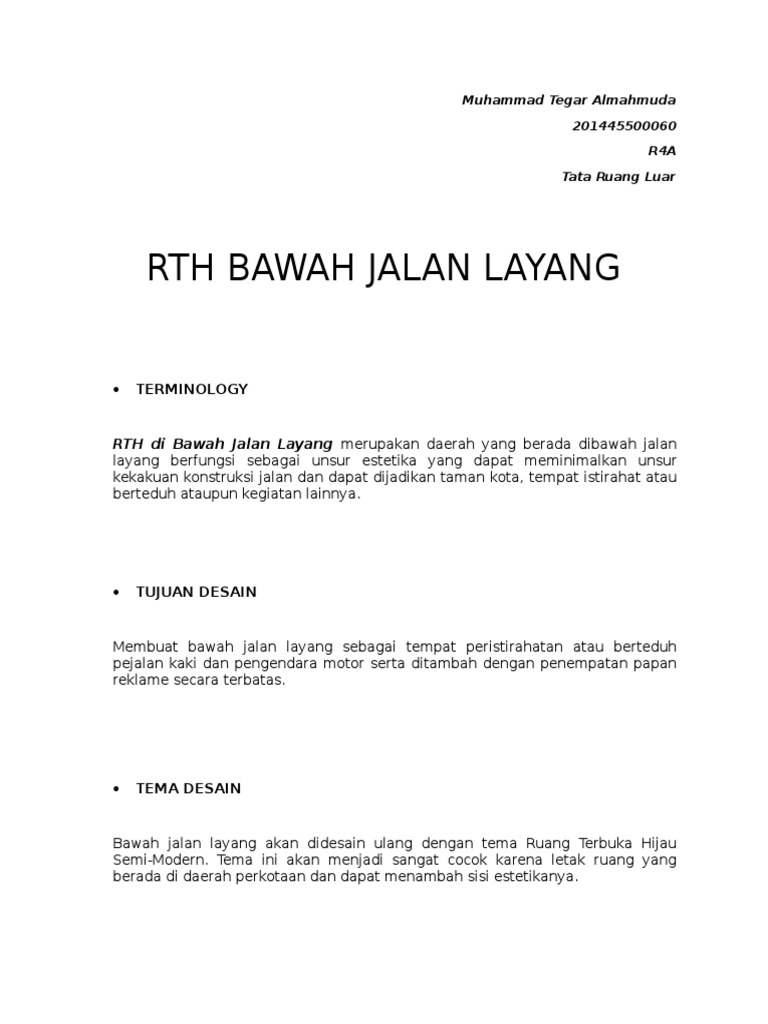 Desain RTH Bawah Jalan Layang Modern | PDF