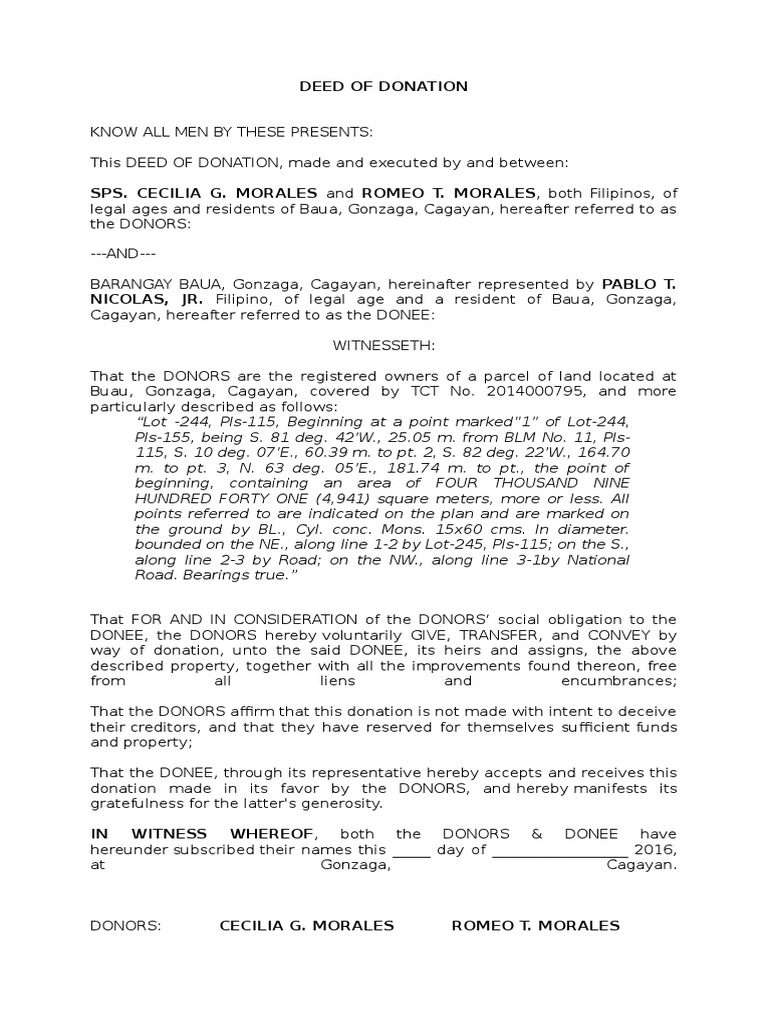 DEED OF DONATION.docx Property Property Law