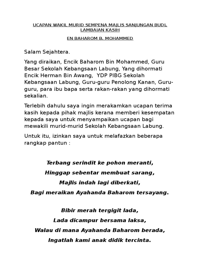 Kata Kata Perpisahan Dari Guru Kepada Murid