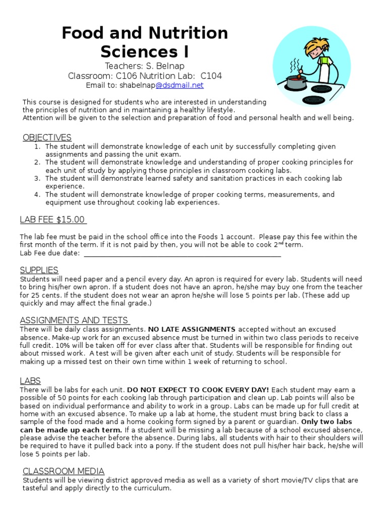 Food and Nutrition I Course Overview | PDF | Quiz | Test (Assessment)