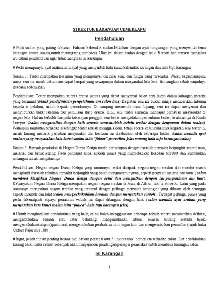 Struktur Karangan Cemerlang | PDF