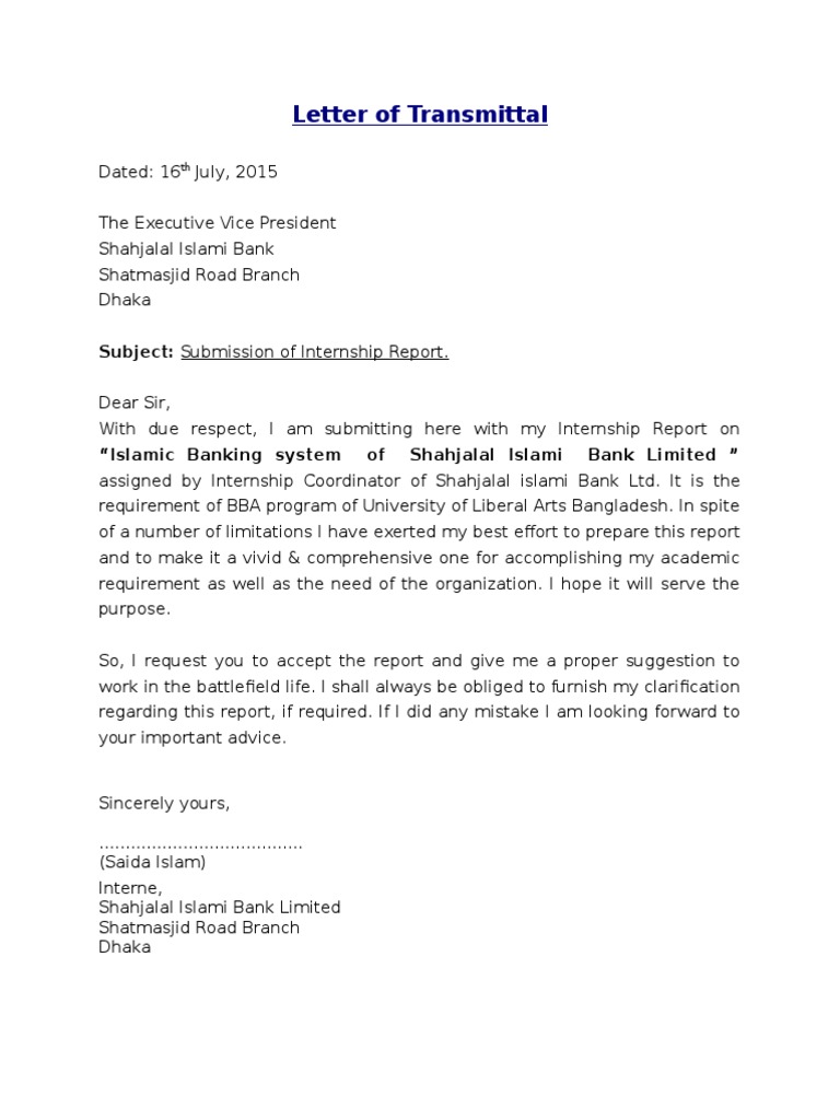Letter of Transmittal | PDF | Career & Growth