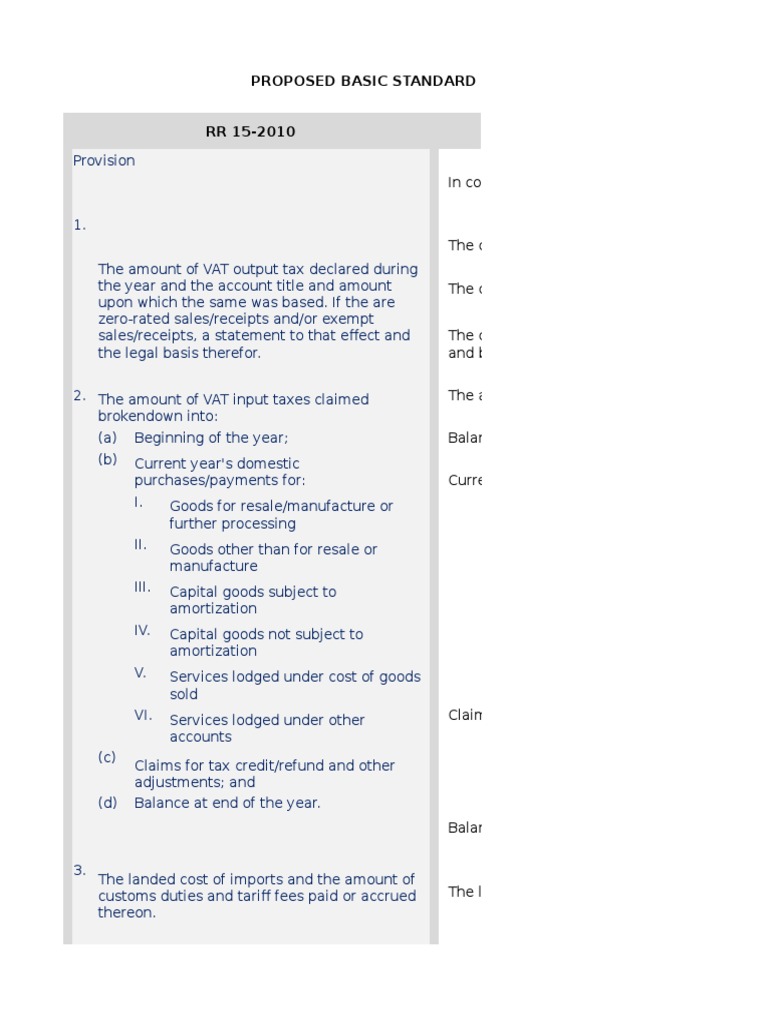 RR 15-2010 Compliance Disclosure Format | PDF | Value Added Tax | Taxes