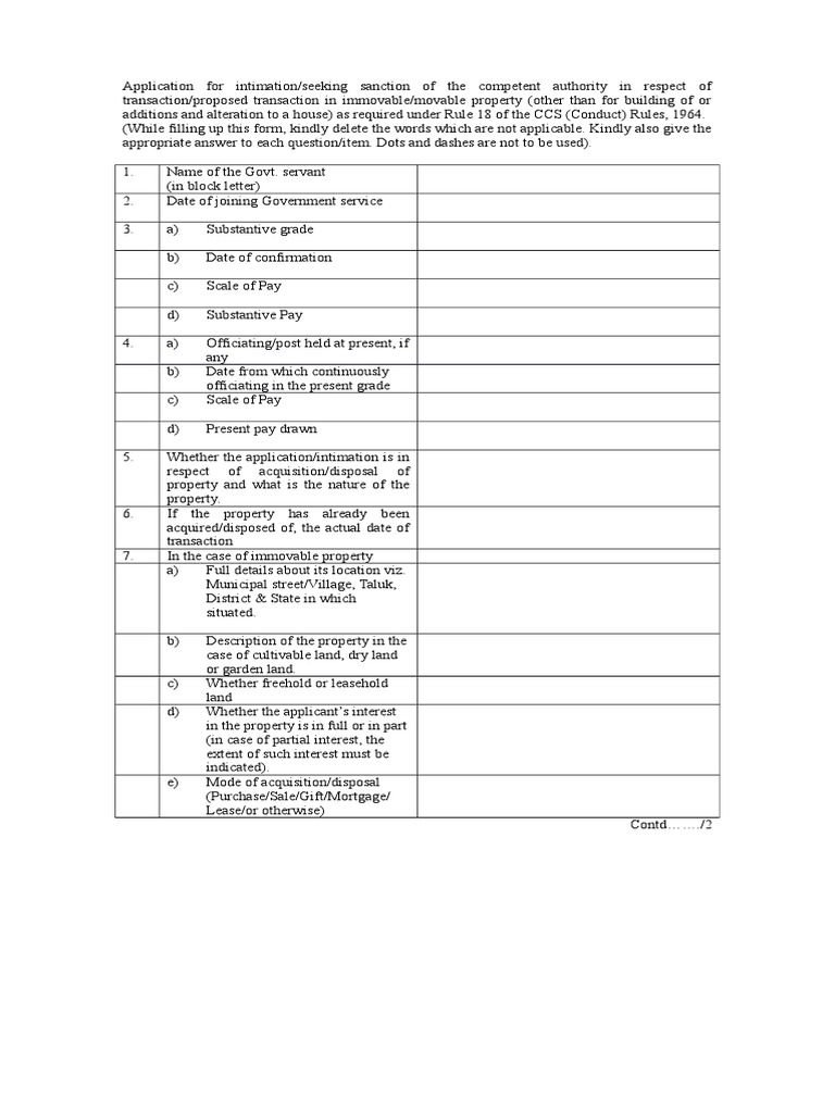 Govt. Property Transaction Form | PDF | Mergers And Acquisitions | Property