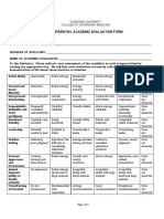 Confidential Academic Evaluation Form: Page 1 of 2