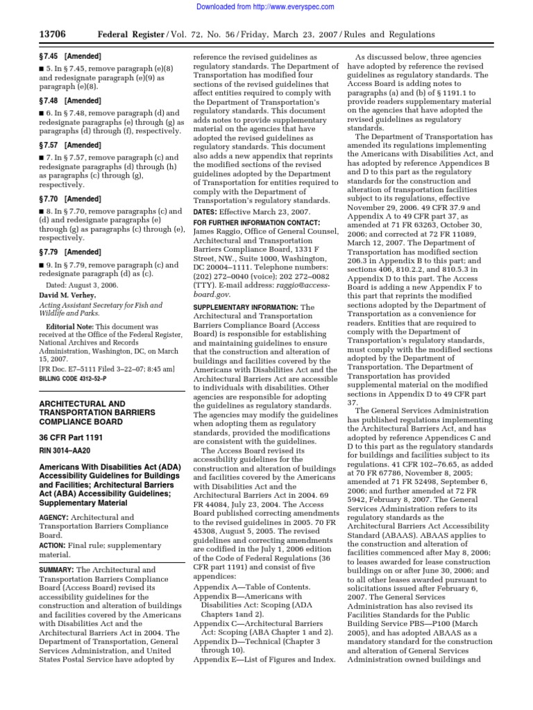 Ada Architecture Barriers Act Accessibility Guidelines Supplement