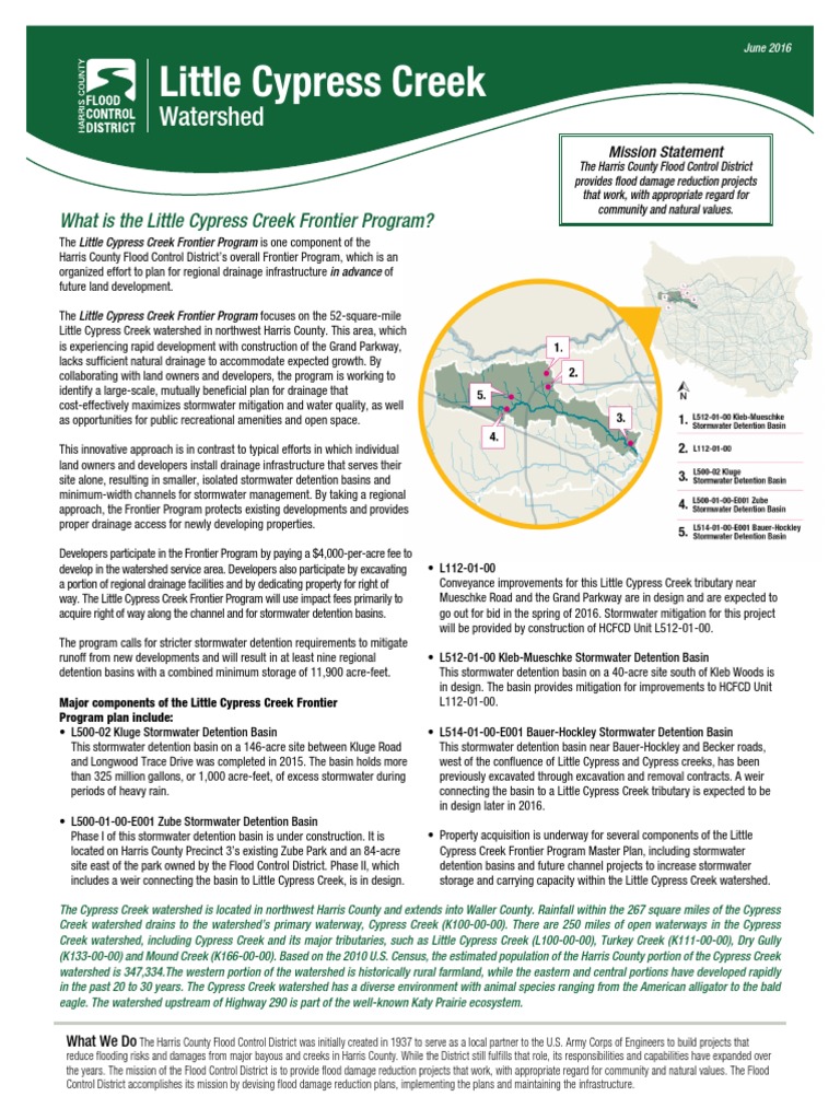 Little Cypress Creek Frontier Program PDF Stormwater Flood