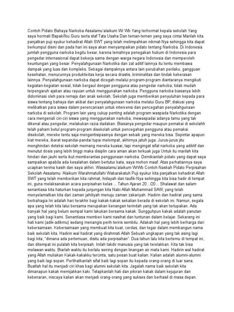 Contoh Pidato Bahaya Narkoba PDF