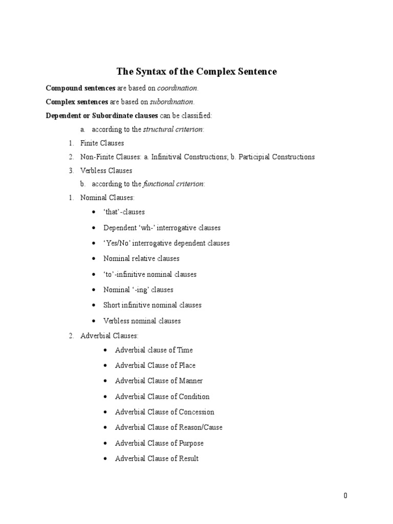 Nominal Clauses Clause Syntax