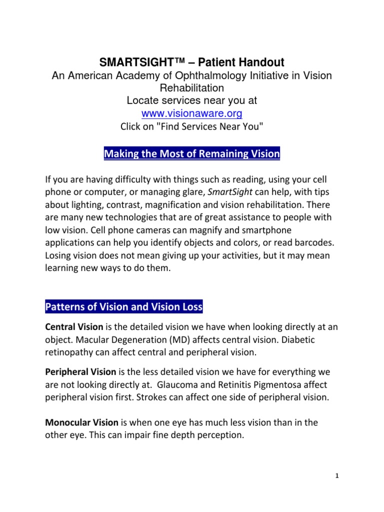 SMARTSIGHT™ - Patient Handout: Making The Most of Remaining Vision ...