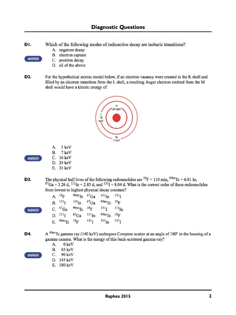 RAPHEX Diagnostic Physics 2015 - Questions | PDF
