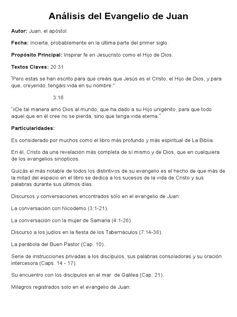 El Evangelio de Juan | PDF | Evangelios | La resurrección de Jesús