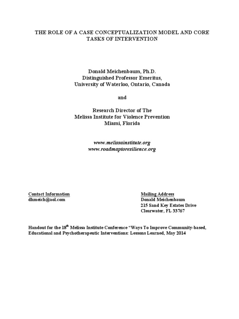 Case Conceptualization PDF Psychotherapy Clinical Psychology