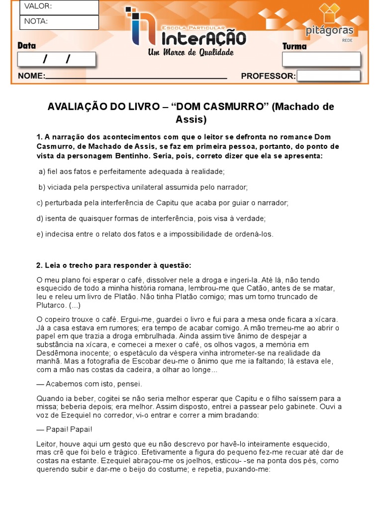 Crítica  Dom Casmurro, de Machado de Assis - Plano Crítico