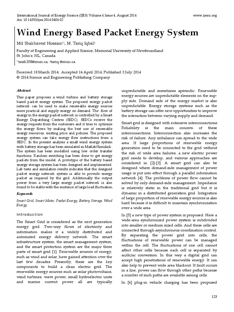 Wind Energy Based Packet Energy System Power Inverter Electrical Grid
